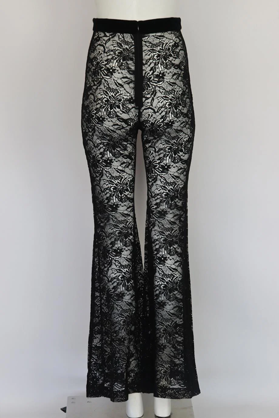 BALMAIN VELVET TRIMMED LACE FLARED PANTS FR 36 UK 8 - Image 4