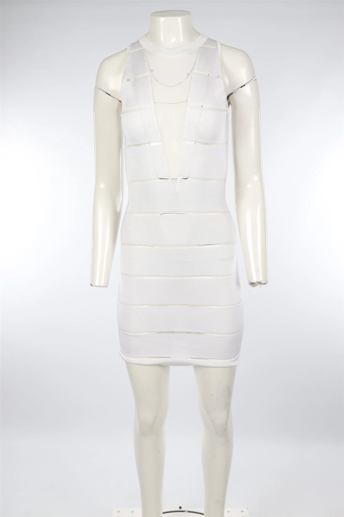 BALMAIN WHITE KNIT MINI DRESS FR 36 UK 8 - Image 2