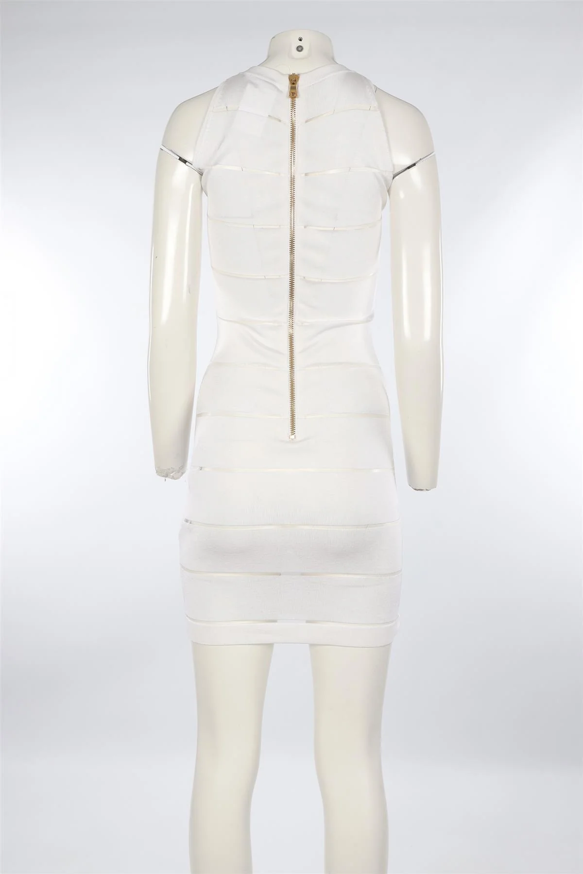 BALMAIN WHITE KNIT MINI DRESS FR 36 UK 8 - Image 4