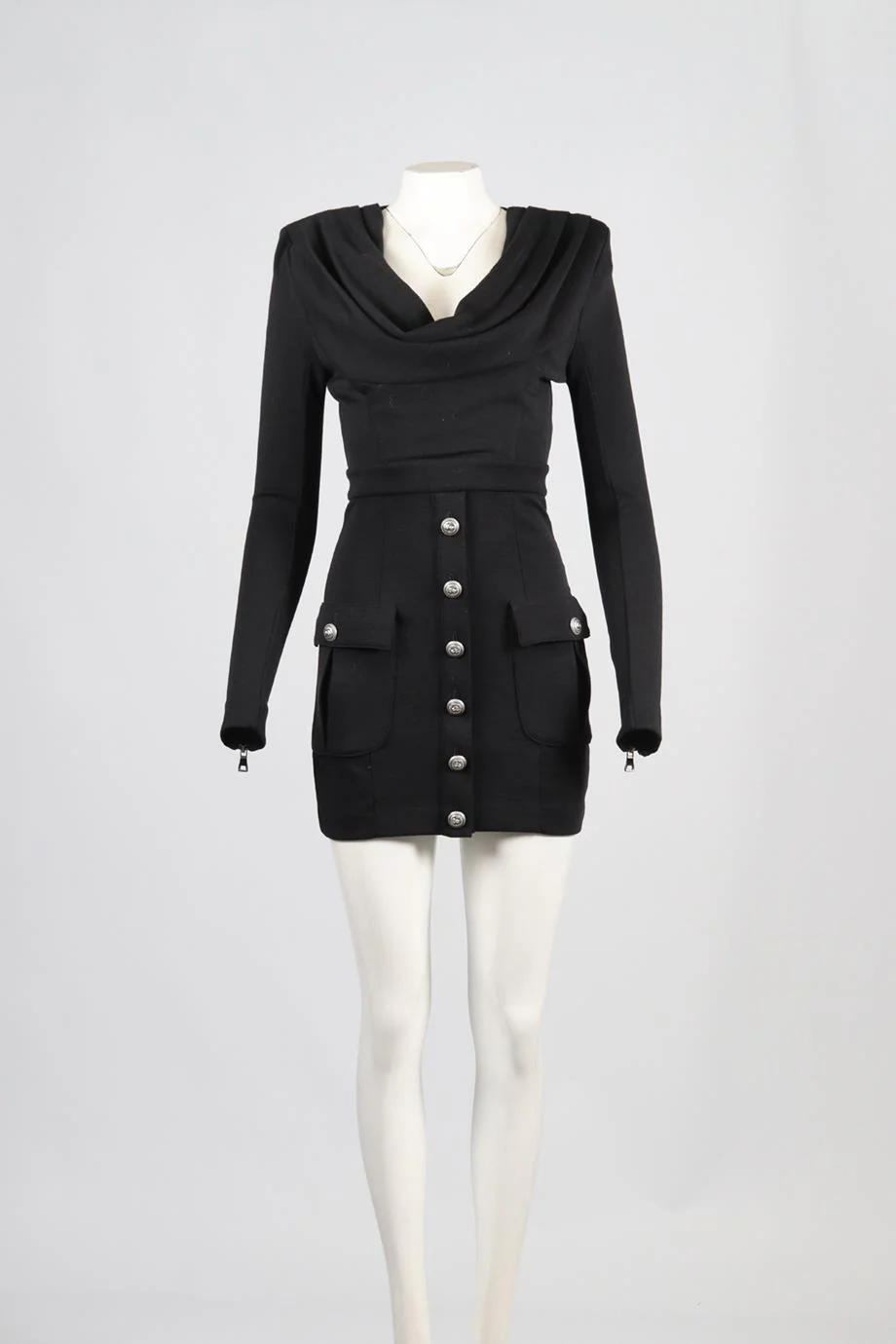 BALMAIN WOOL MINI DRESS FR 36 UK 8 - Image 2
