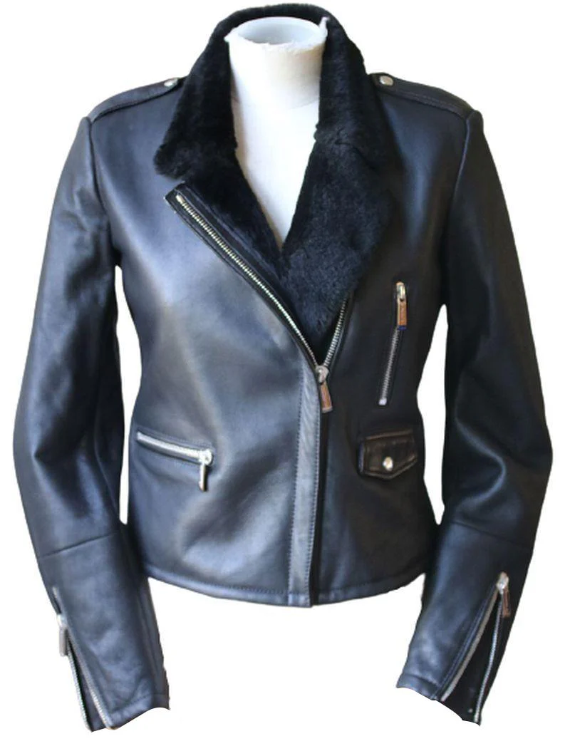 BARBARA BUI SHEARLING LAMBSKIN JACKET FR 40 UK 12