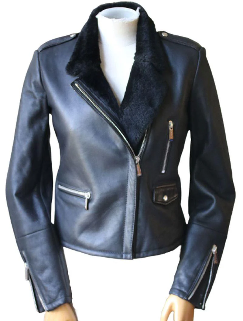 BARBARA BUI SHEARLING LAMBSKIN JACKET FR 40 UK 12 - Image 2