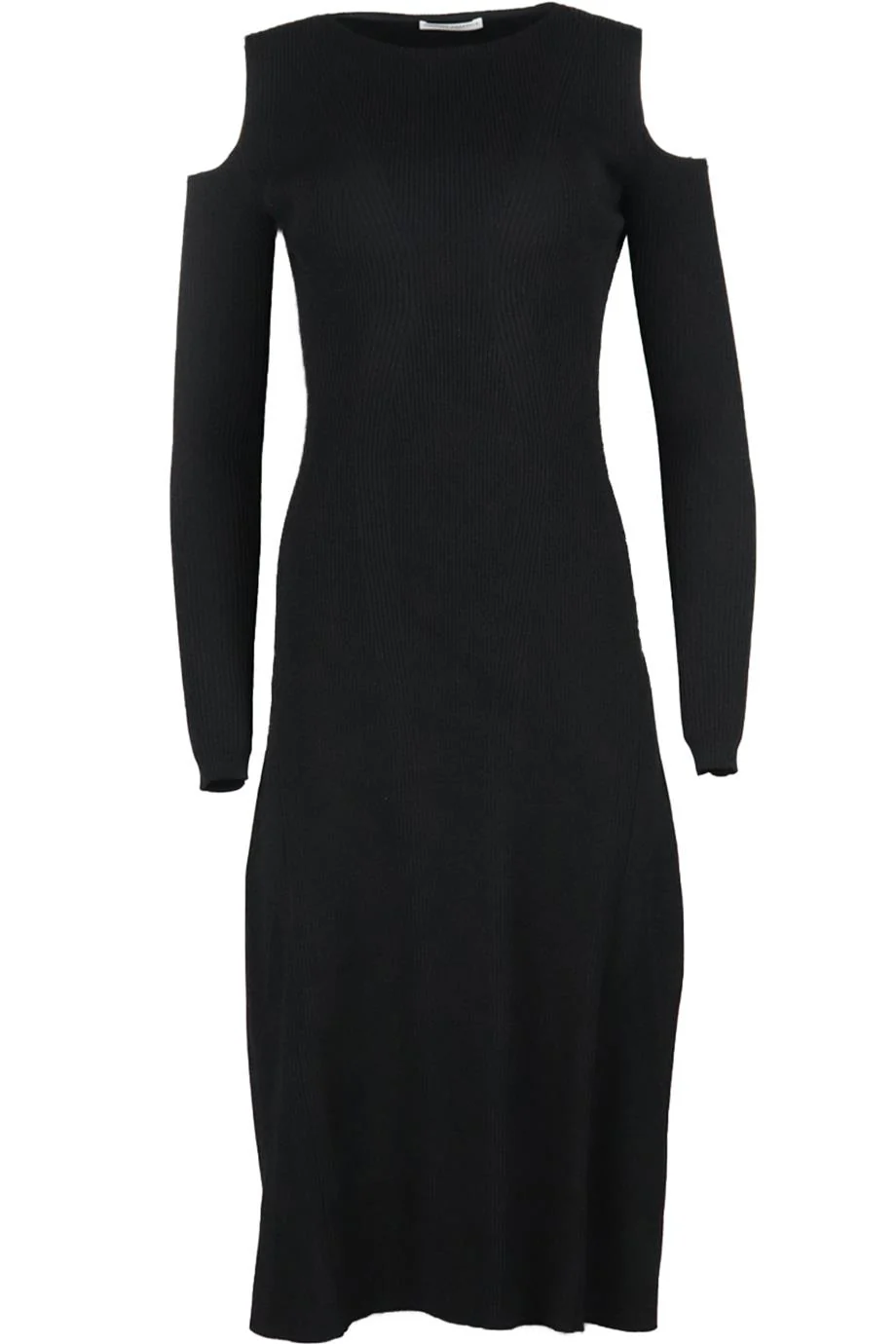BARBARA CASASOLA COLD SHOULDER RIBBED STRETCH KNIT MIDI DRESS IT 44 UK 12