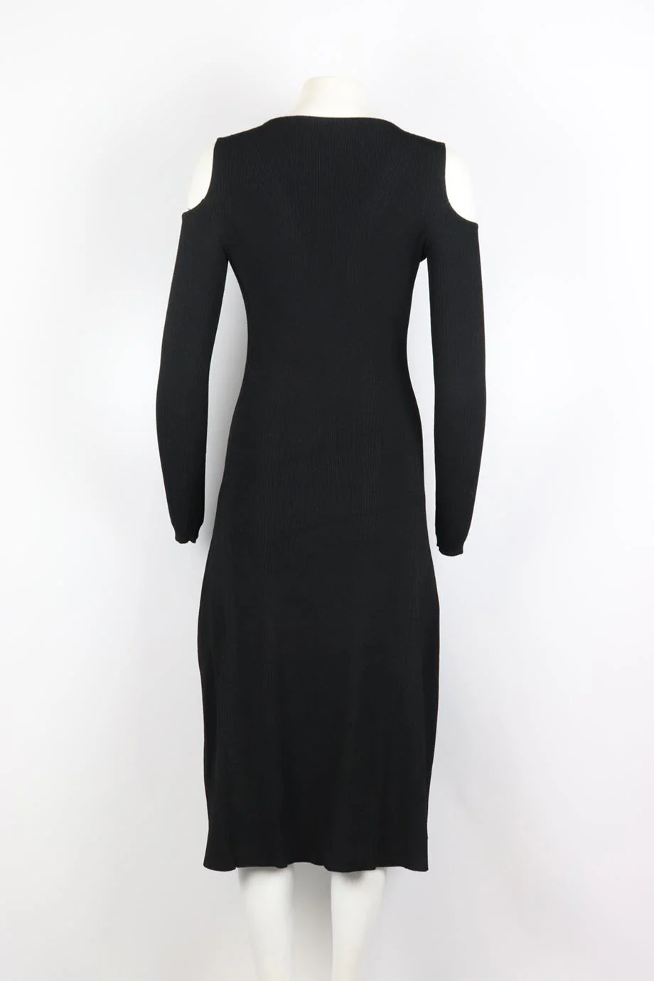 BARBARA CASASOLA COLD SHOULDER RIBBED STRETCH KNIT MIDI DRESS IT 44 UK 12 - Image 4