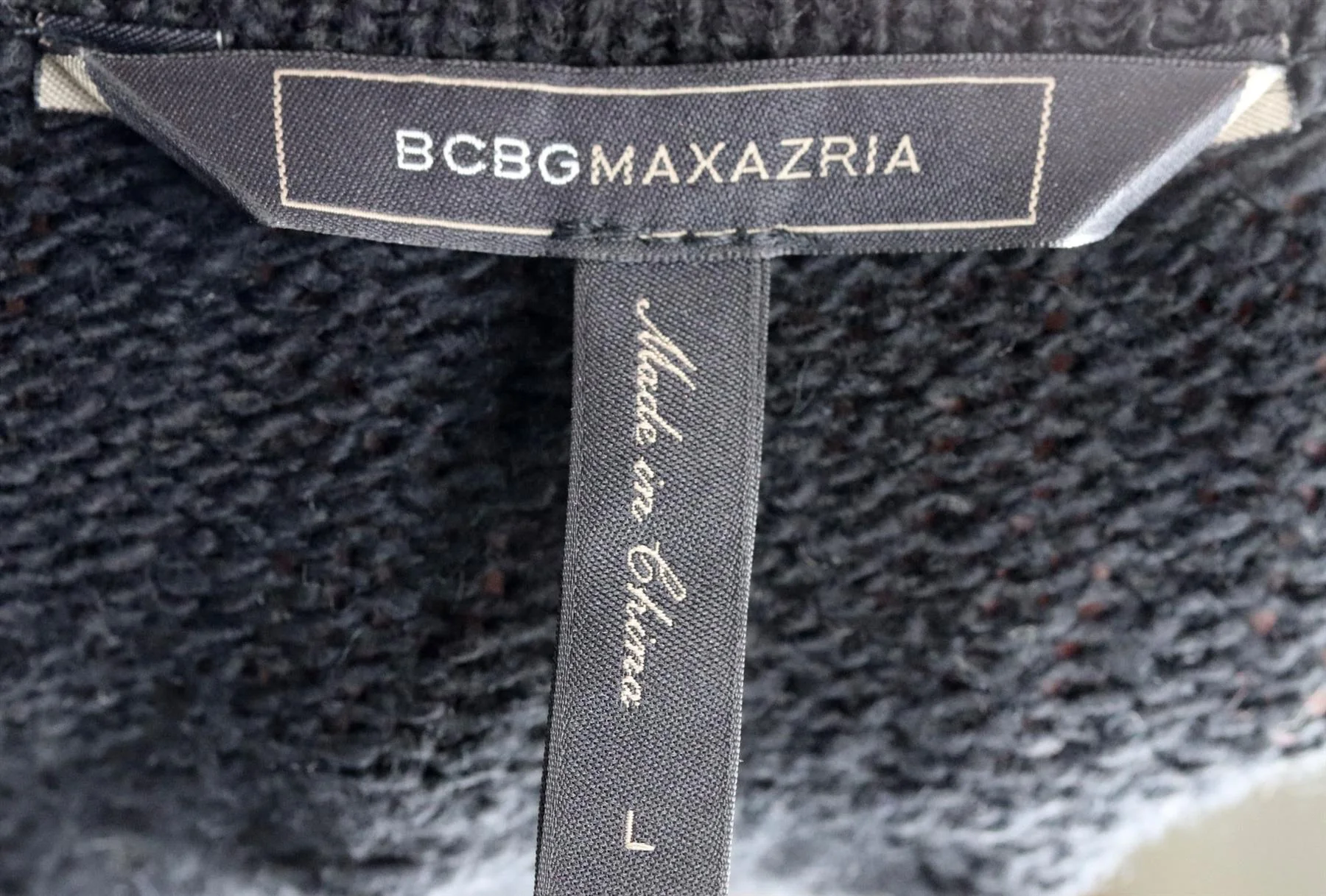 BCBG MAX AZRIA LEATHER PANELED COTTON BLEND SWEATER LARGE - Image 5