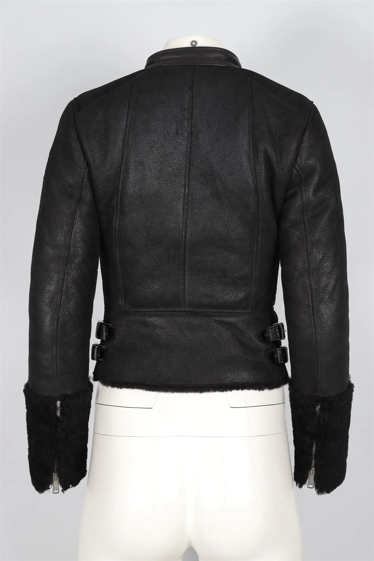 BELSTAFF BLACK SHEARLING JACKET IT 36 UK 4 - Image 4