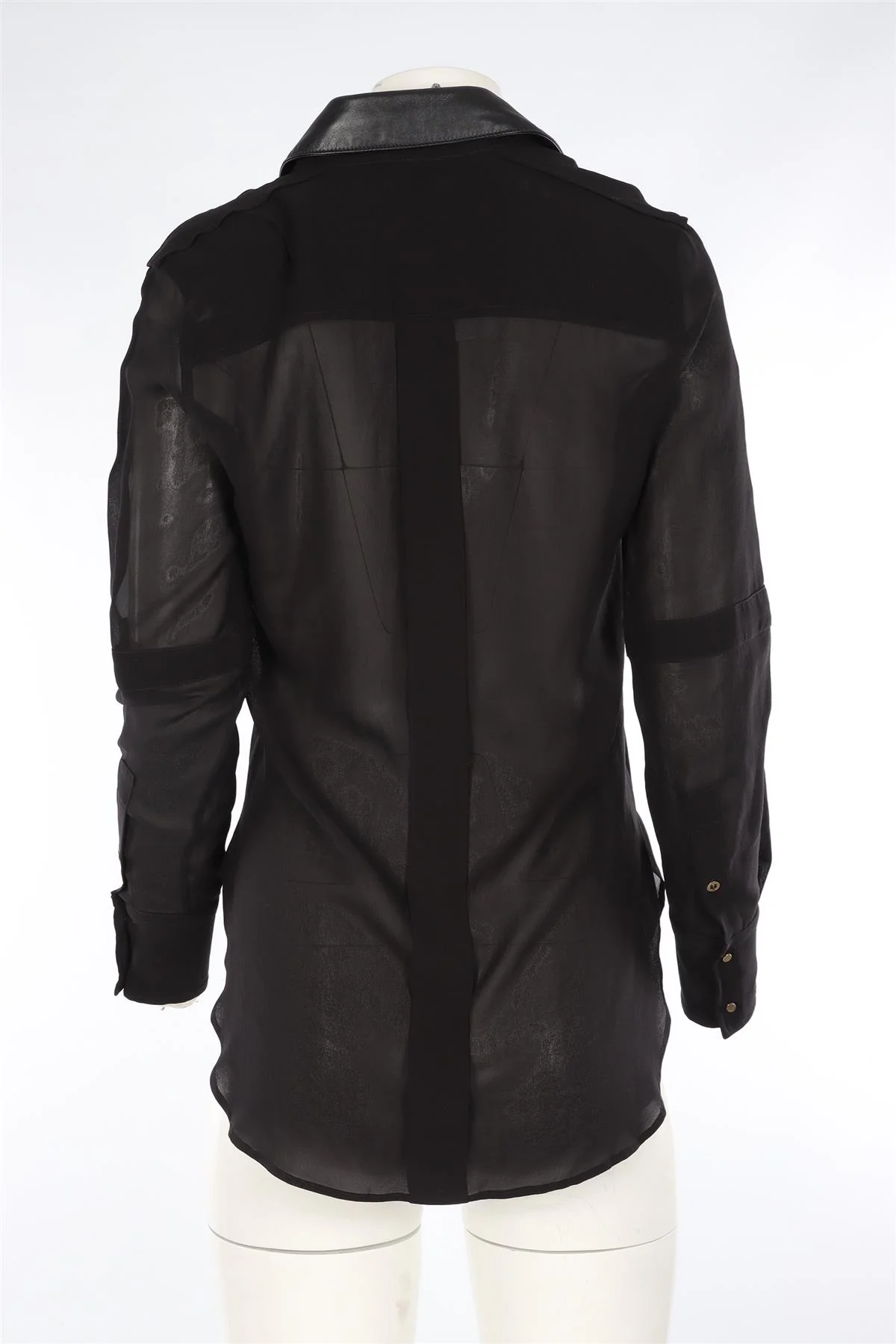 BELSTAFF BLACK SILK SHIRT IT 38 UK 6 - Image 4