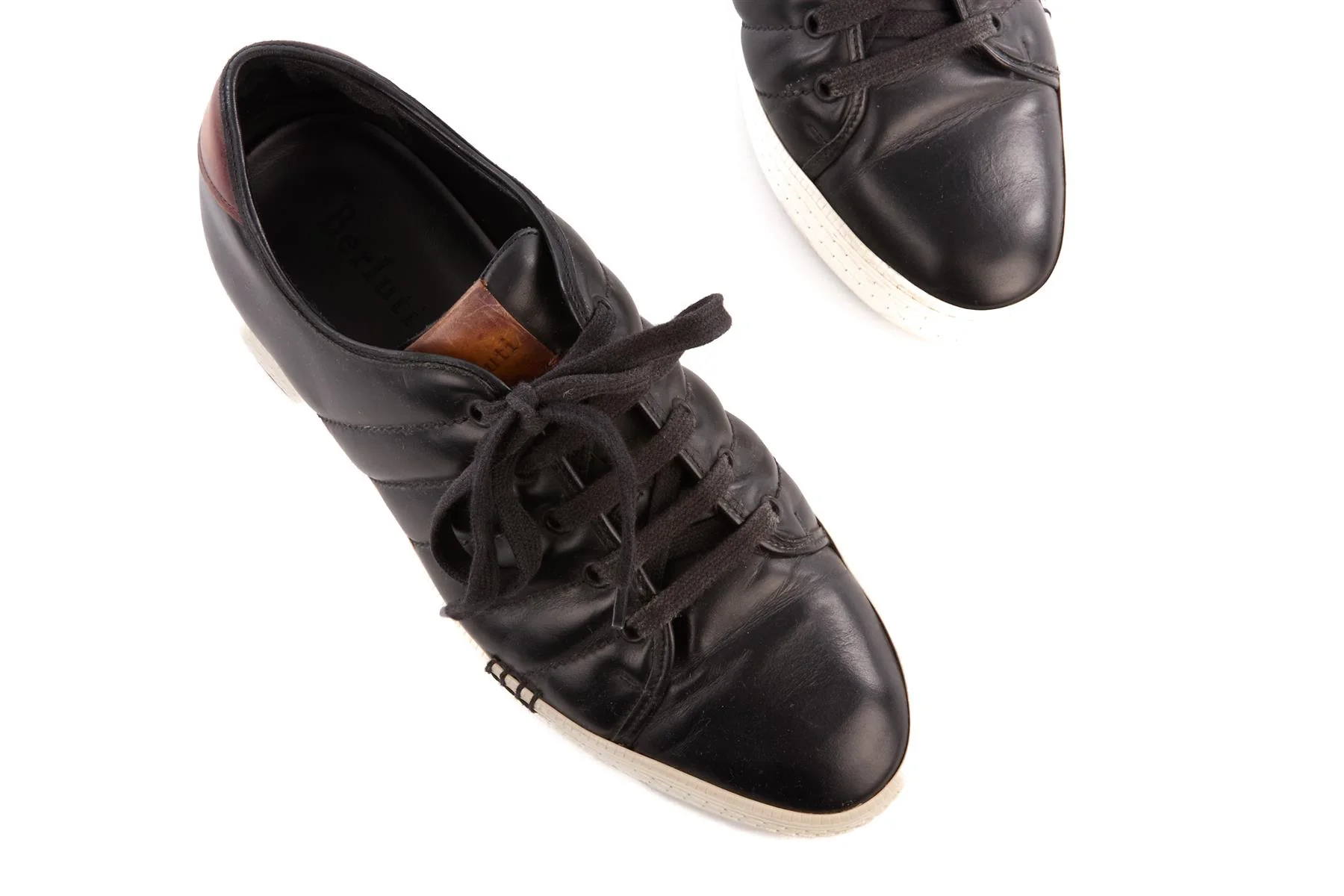 BERLUTI BLACK MEN'S LEATHER SNEAKERS UK 8.5 EU 42.5 US 9.5 - Image 4