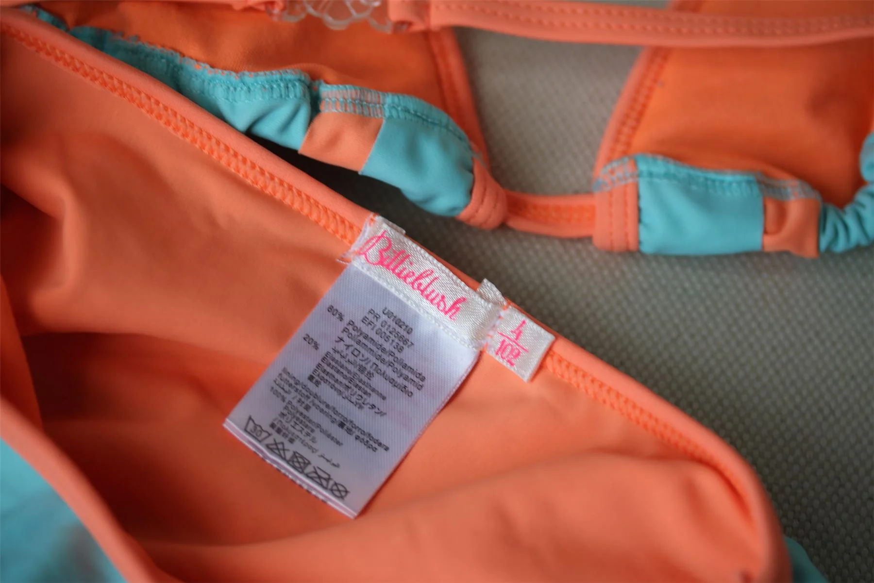 BILLIEBLUSH GIRLS BLUE & NEON ORANGE BIKINI 4 YEARS - Image 4
