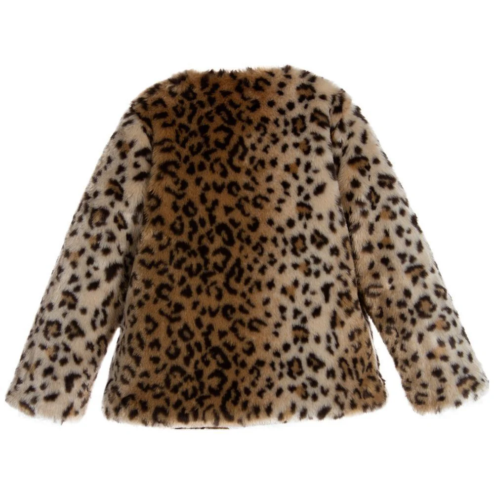 BILLIEBLUSH GIRLS LEOPARD PRINTED FAUX FUR JACKET 3 YEARS - Image 2