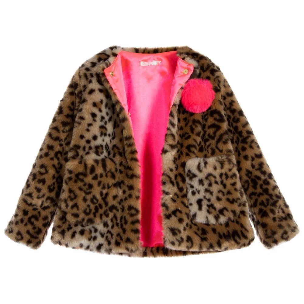 BILLIEBLUSH GIRLS LEOPARD PRINTED FAUX FUR JACKET 3 YEARS - Image 3