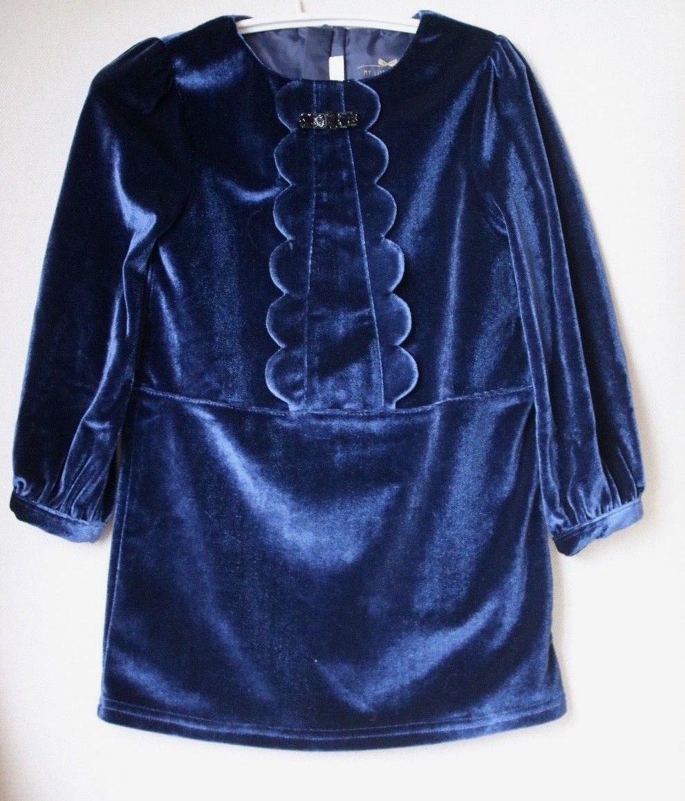 BILLIEBLUSH GIRLS NAVY BLUE VELVET DRESS 3 YEARS - Image 2