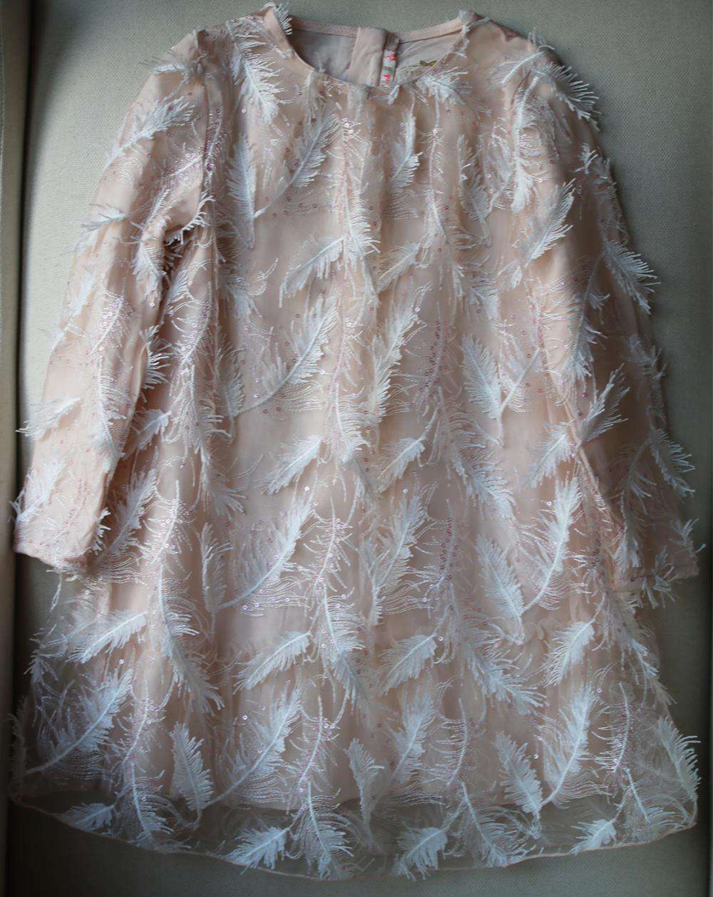 BILLIEBLUSH KIDS GIRLS FEATHER EMBROIDERED TULLE DRESS 5 YEARS - Image 2