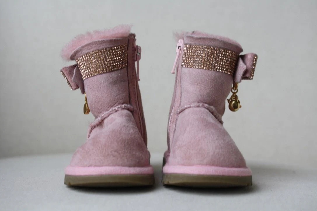BLUMARINE BABY PINK SUEDE DIAMANTE BOOTS SHOES EU 20 UK 4 - Image 5