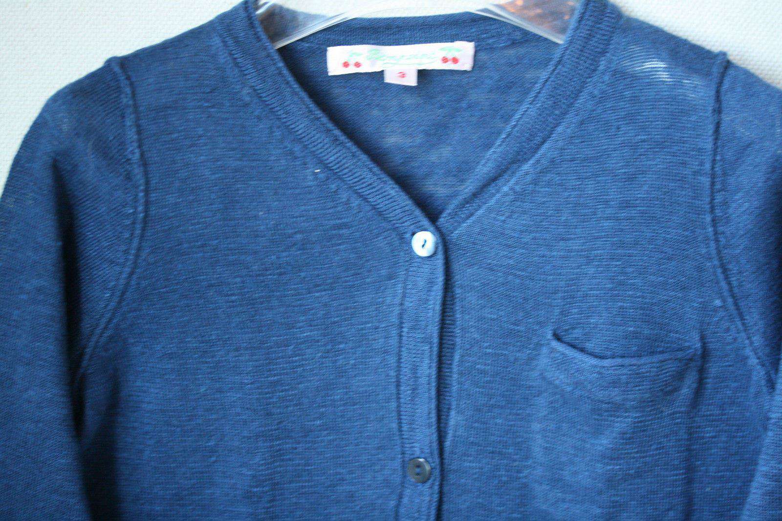 BONPOINT BABY BLUE LINEN CARDIGAN 3 YEARS - Image 2