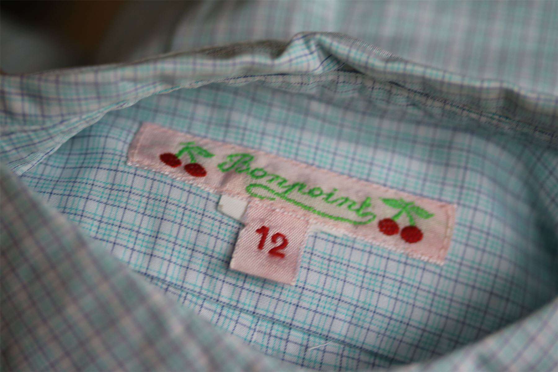 BONPOINT BABY BLUE & WHITE CHECK SHIRT 12 MONTHS - Image 3
