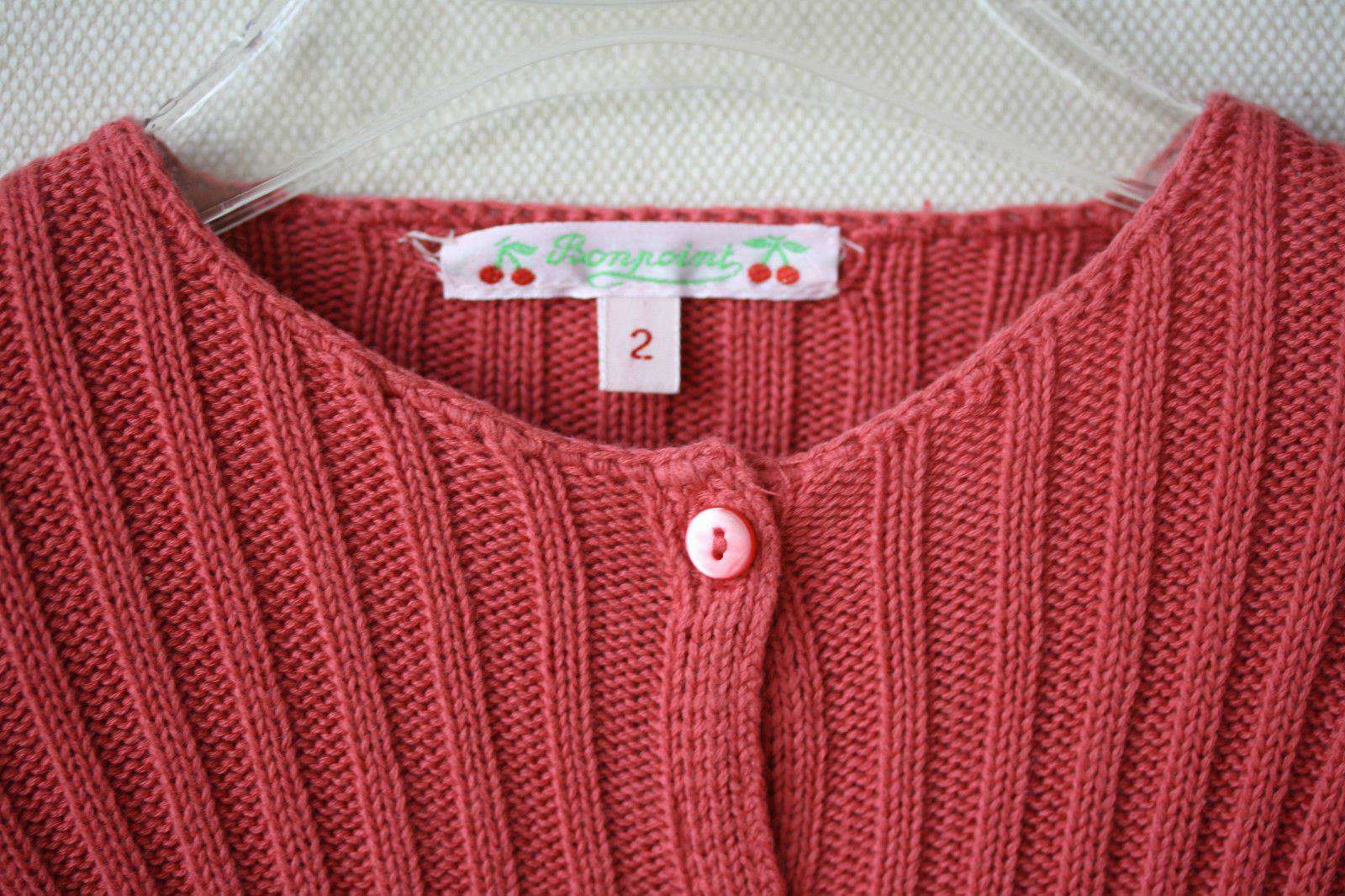 BONPOINT BABY DARK PINK COTTON RIBBED CARDIGAN 2 YEARS - Image 3