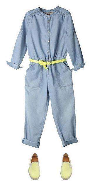 BONPOINT BABY GIRLS CHAMBRAY JUMPSUIT 3 YEARS