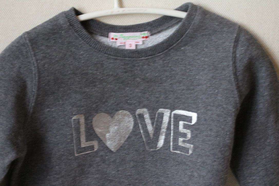 BONPOINT BABY GIRLS GREY LOVE SWEATSHIRT 3 YEARS - Image 2