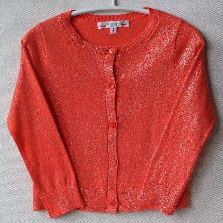 BONPOINT BABY GIRLS ORANGE SPARKLY CARDIGAN 3 YEARS