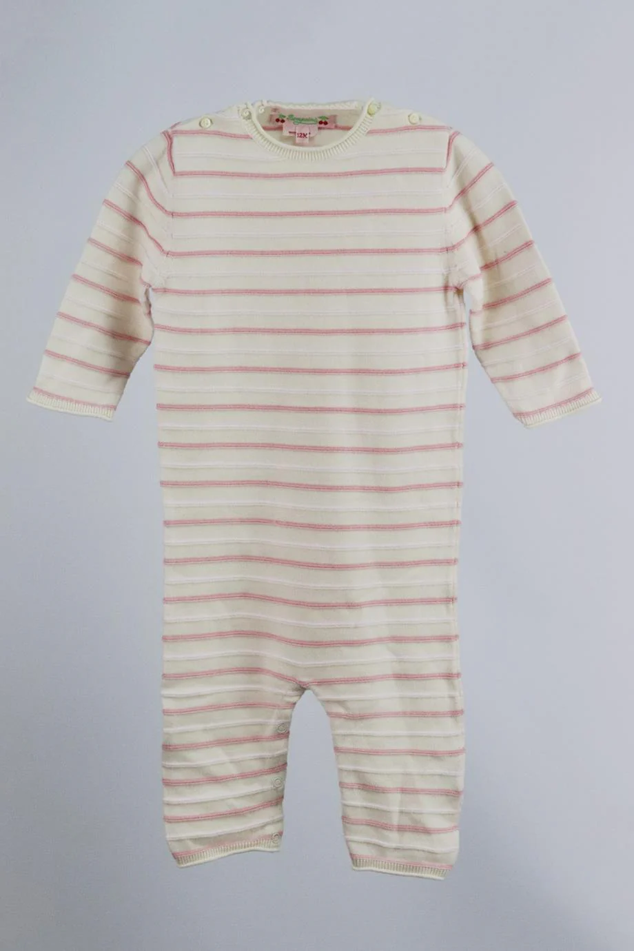 BONPOINT BABY GIRLS STRIPPED COTTON ONESIE 12 MONTHS - Image 2
