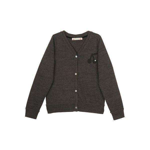 BONPOINT BABY GREY CHERRY WOOL CARDIGAN 3 YEARS - Image 2