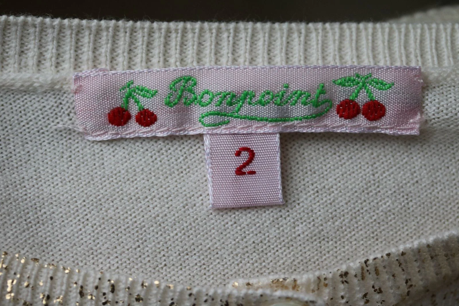 BONPOINT BABY IVORY SPARKLE CARDIGAN 2 YEARS - Image 5