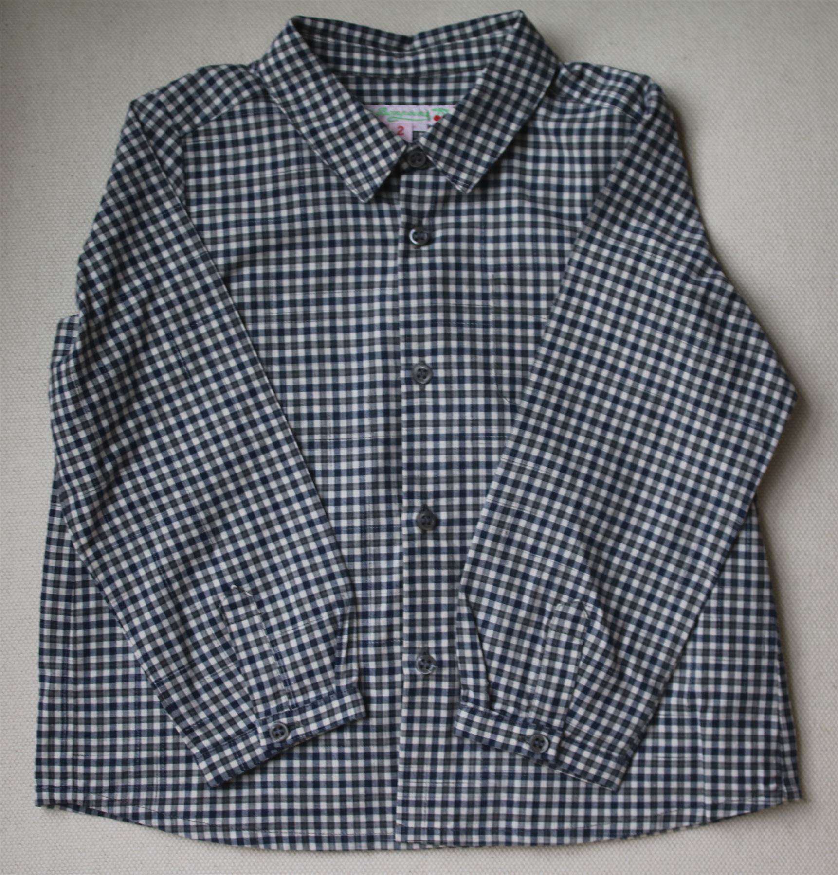 BONPOINT BABY NAVY BLUE CHECK SHIRT 18 MONTHS