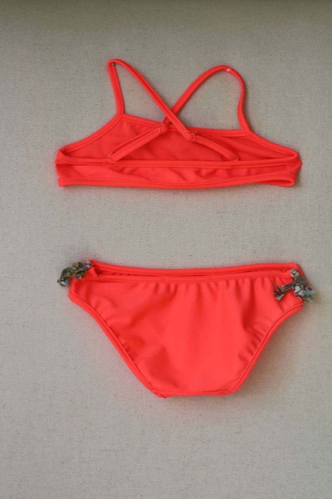BONPOINT BABY NEON CORAL LIBERTY PRINT BIKINI WITH TASSLES 4 YEARS - Image 3