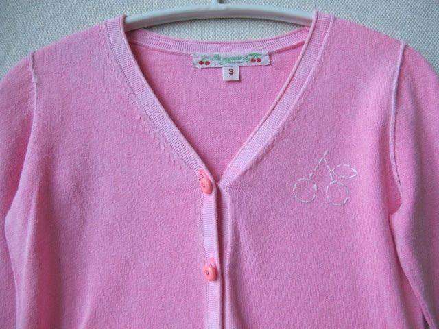 BONPOINT BABY NEON PINK COTTON CHERRIES CARDIGAN 3 YEARS - Image 3