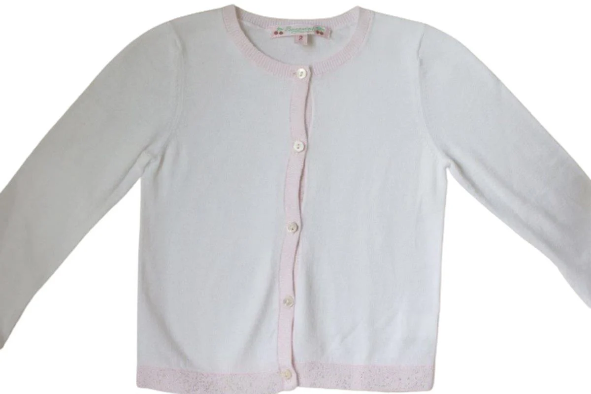 BONPOINT BABY WHITE CARDIGAN 2 YEARS