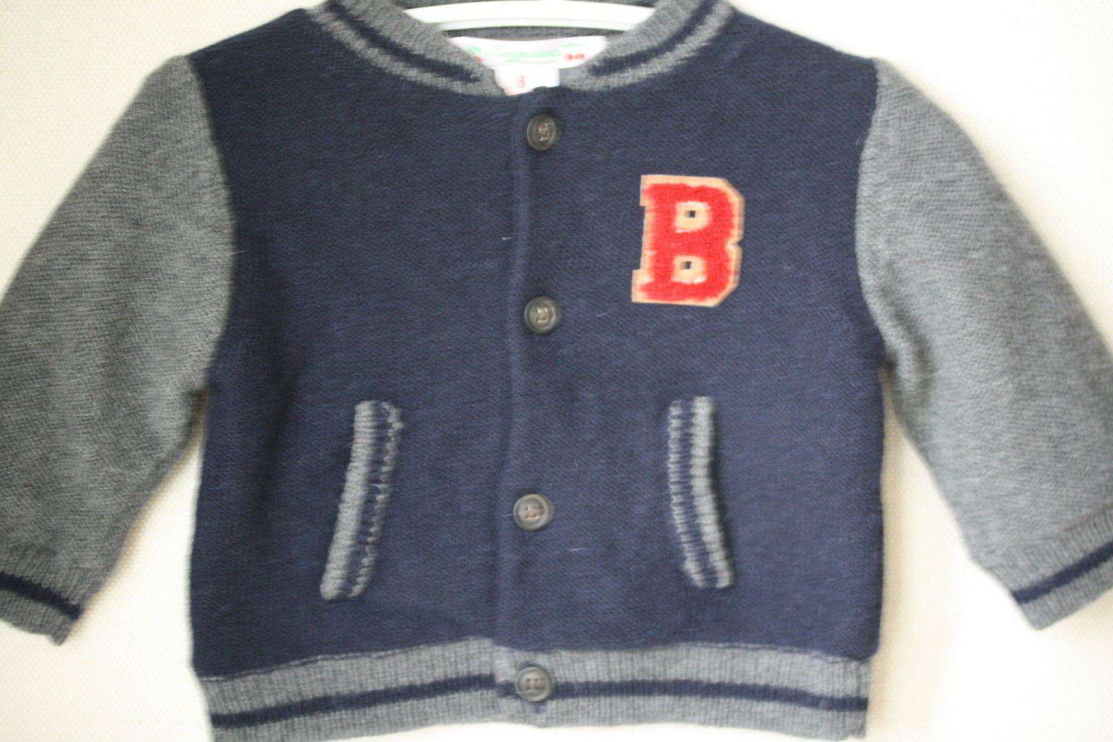 BONPOINT BABY WOOL ANGORA B VARSITY JACKET 6 MONTHS