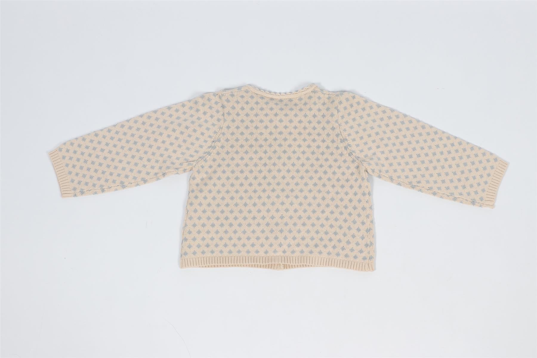 BONPOINT BEIGE AND BLUE KIDS GIRLS COTTON CARDIGAN 2 YEARS - Image 4