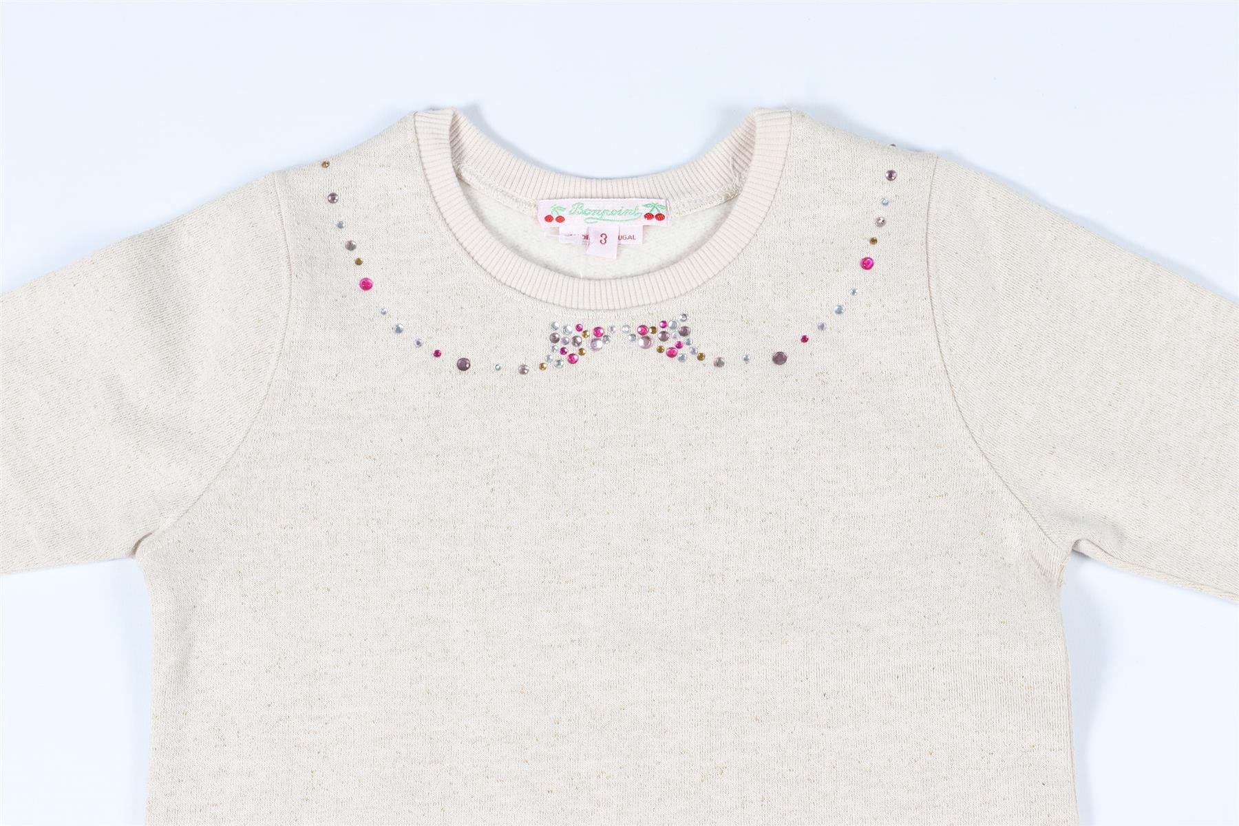 BONPOINT BEIGE KIDS GIRLS COTTON SWEATSHIRT 3 YEARS - Image 3