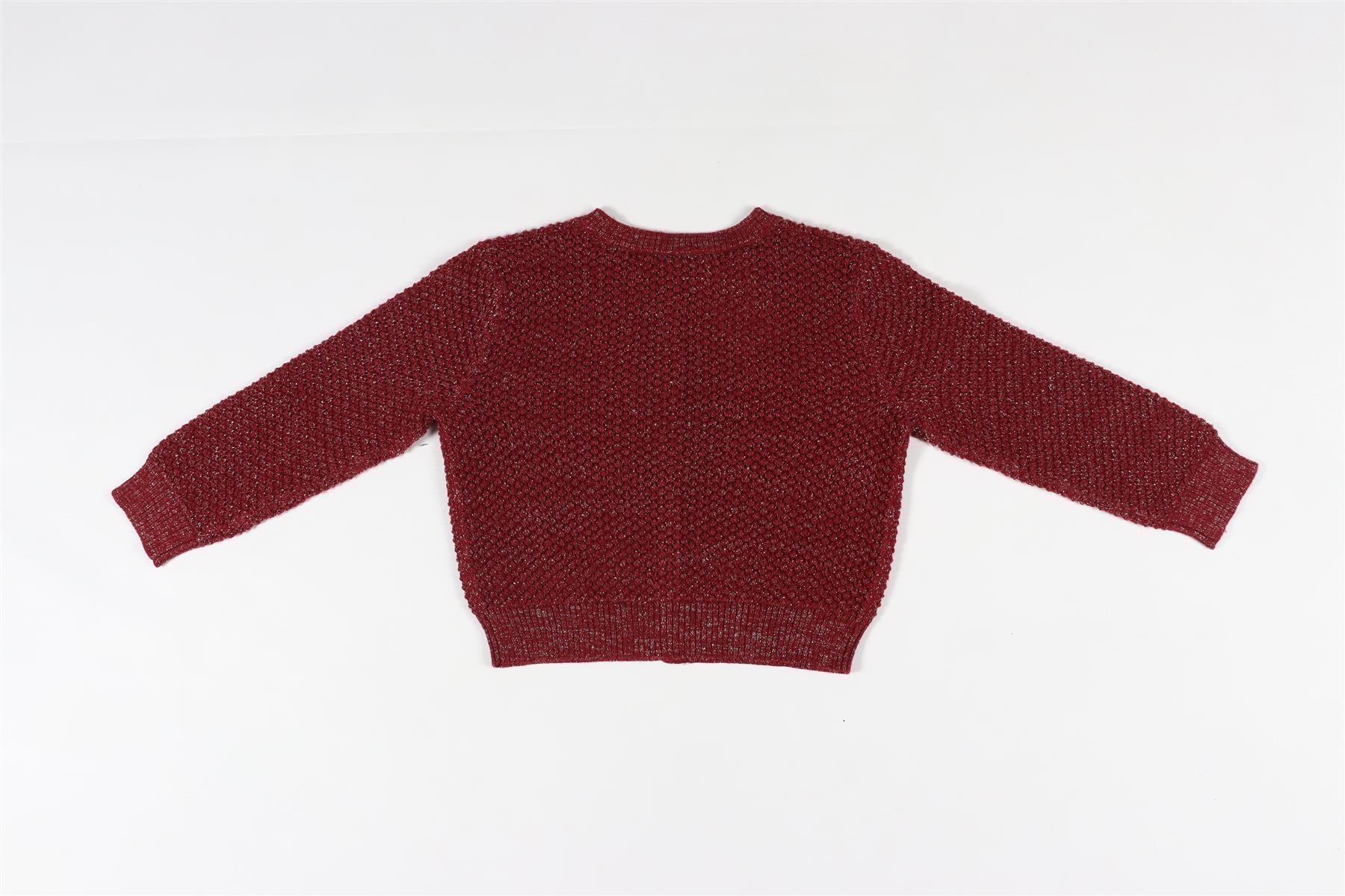 BONPOINT BURGUNDY KIDS GIRLS WOOL CARDIGAN 4 YEARS - Image 4