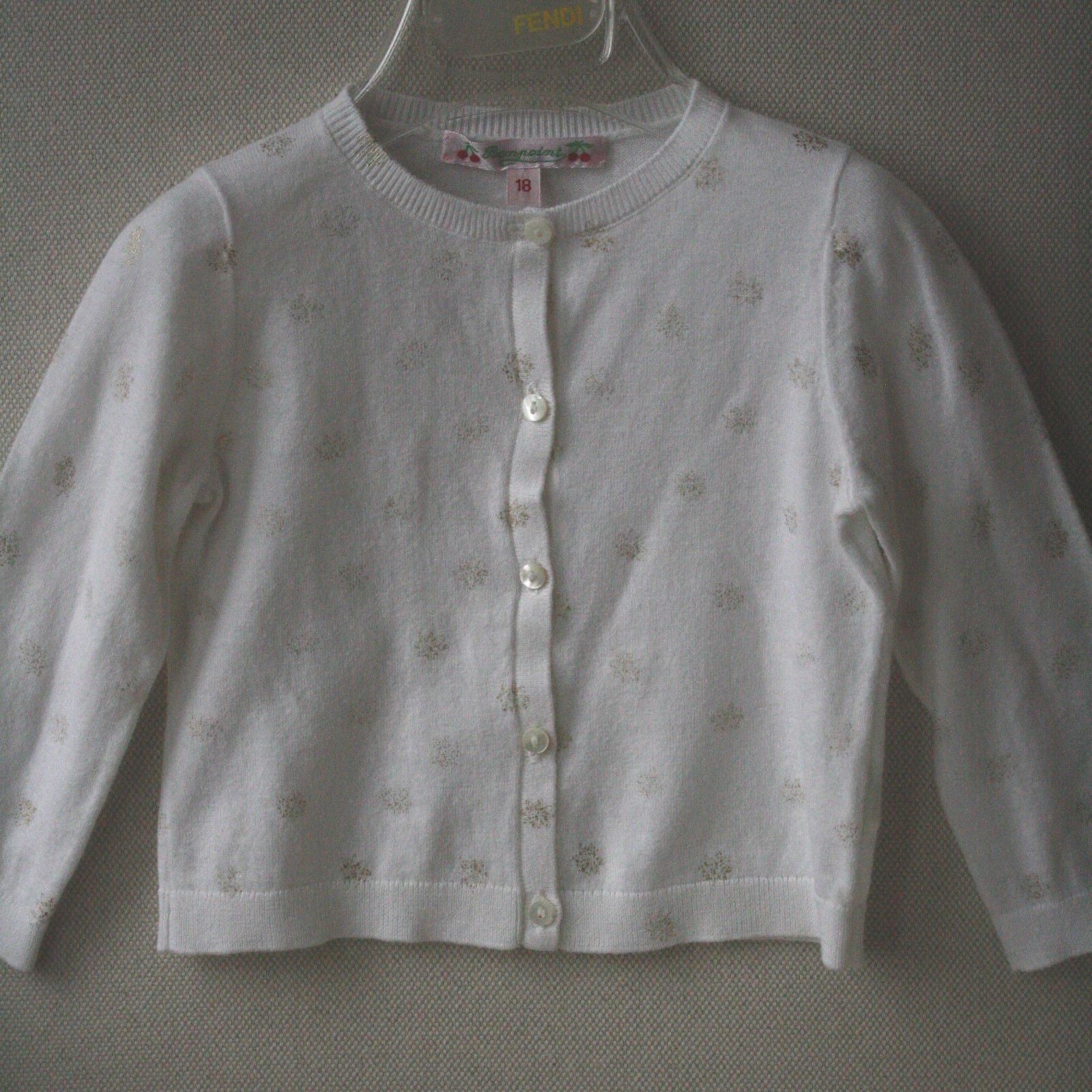 BONPOINT CREAM AND SPARKLY GOLD BABY CARDIGAN 2 YEARS - Image 2