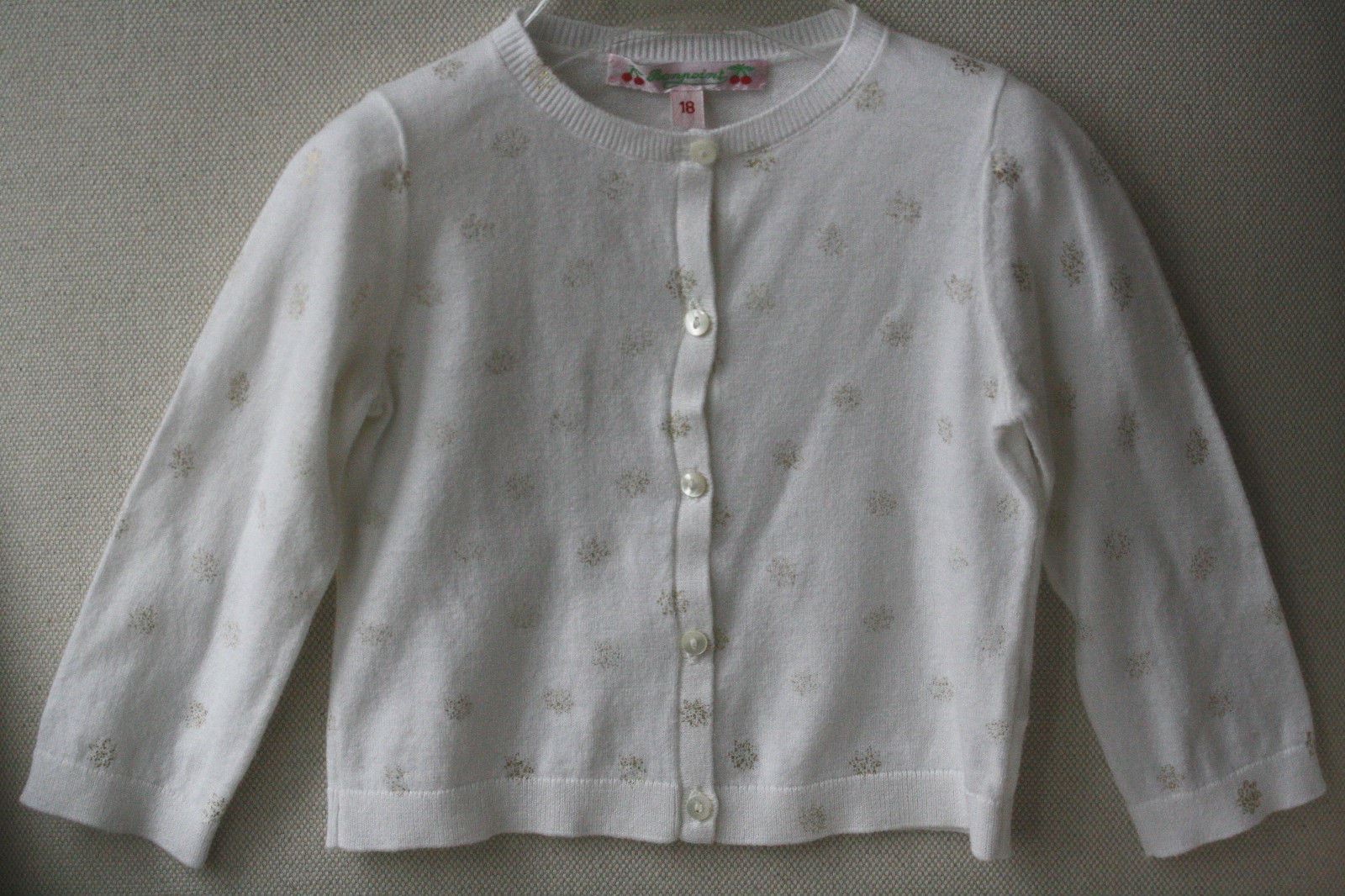 BONPOINT CREAM AND SPARKLY GOLD BABY CARDIGAN 2 YEARS - Image 3