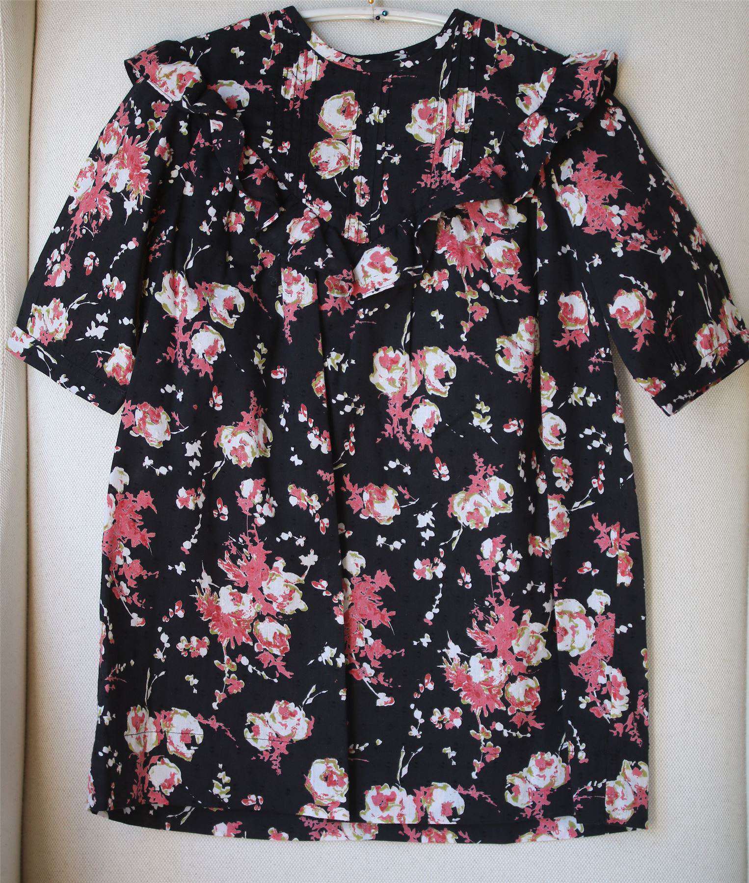 BONPOINT GIRLS BLACK FLORAL FALBALA DRESS 6 YEARS - Image 2