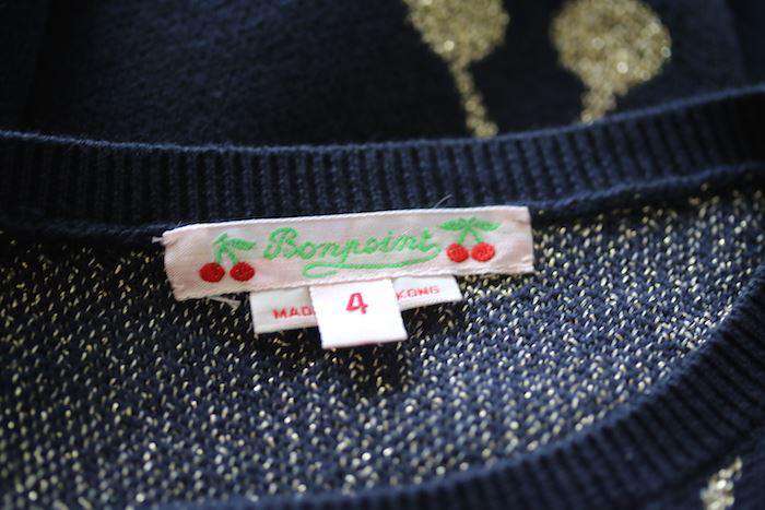 BONPOINT GIRLS NAVY BLUE CHERRY SWEATER 4 YEARS - Image 4