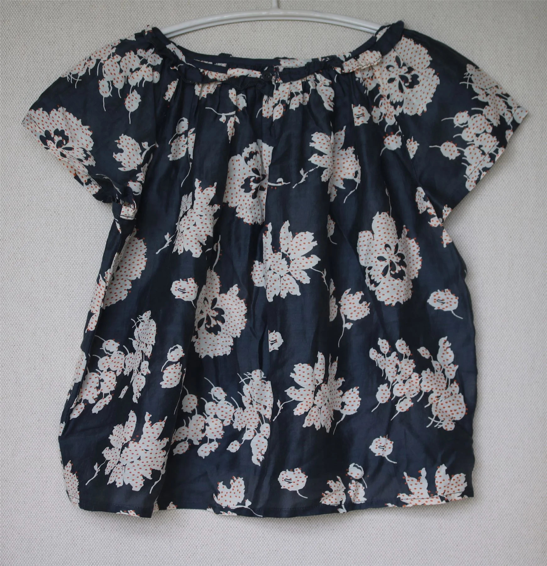 BONPOINT GIRLS NAVY BLUE FLORAL ENGIE BLOUSE TOP 4 YEARS - Image 3