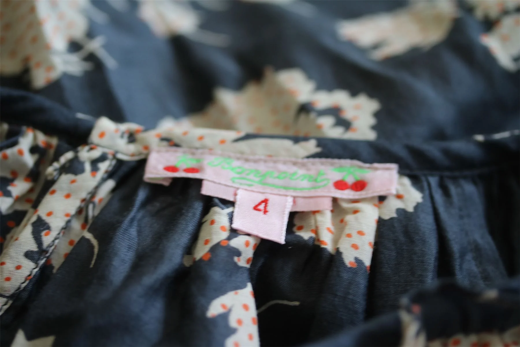 BONPOINT GIRLS NAVY BLUE FLORAL ENGIE BLOUSE TOP 4 YEARS - Image 4