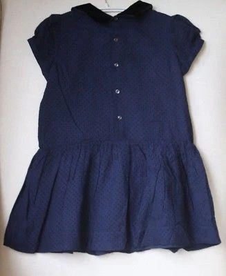 BONPOINT GIRLS NAVY POLKADOT DOLL DRESS 3 YEARS - Image 3