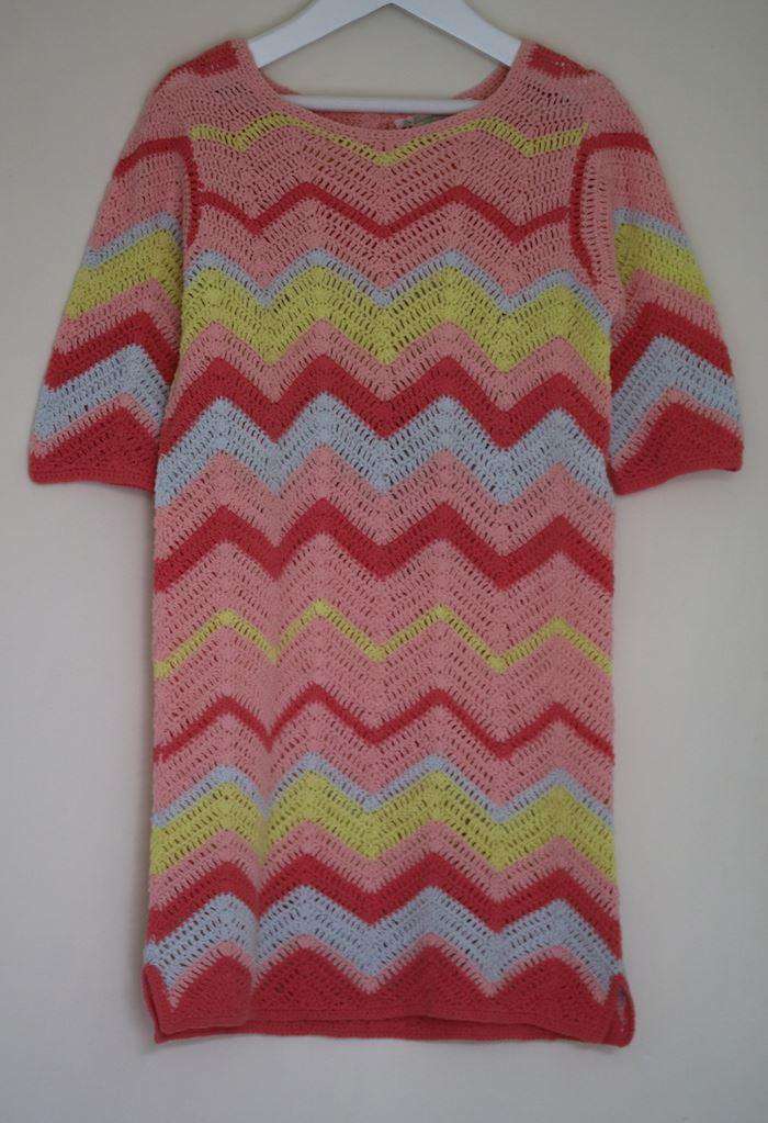 BONPOINT GIRLS PINK ZIG ZAG KNIT MIDI DRESS 6 YEARS