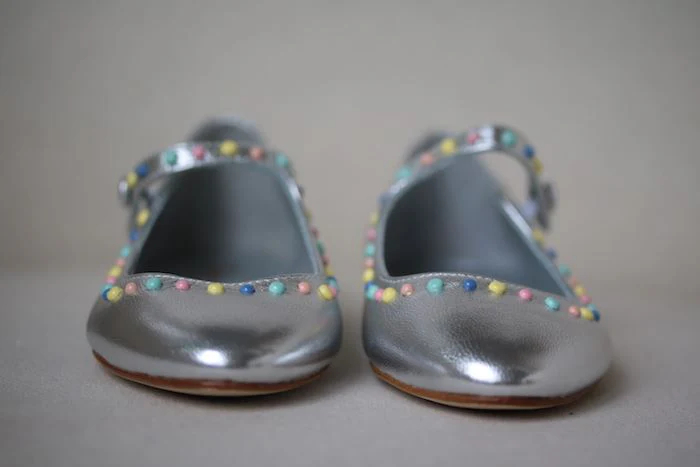 BONPOINT GIRLS SILVER MARY JANE SHOES EU 26 UK 8.5 - Image 3