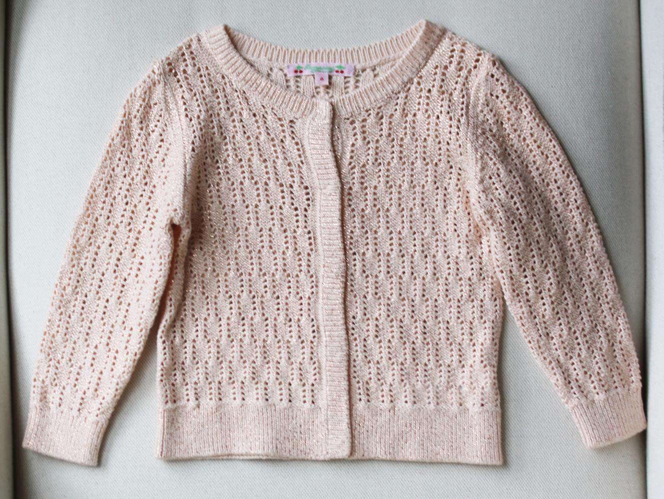BONPOINT KIDS GIRLS GLITTER COTTON CARDIGAN 6 YEARS