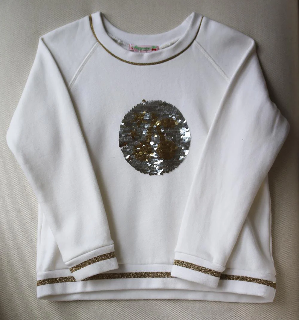 BONPOINT KIDS GIRLS SEQUIN EMBELLISHED COTTON SWEATSHIRT 6 YEARS - Image 2