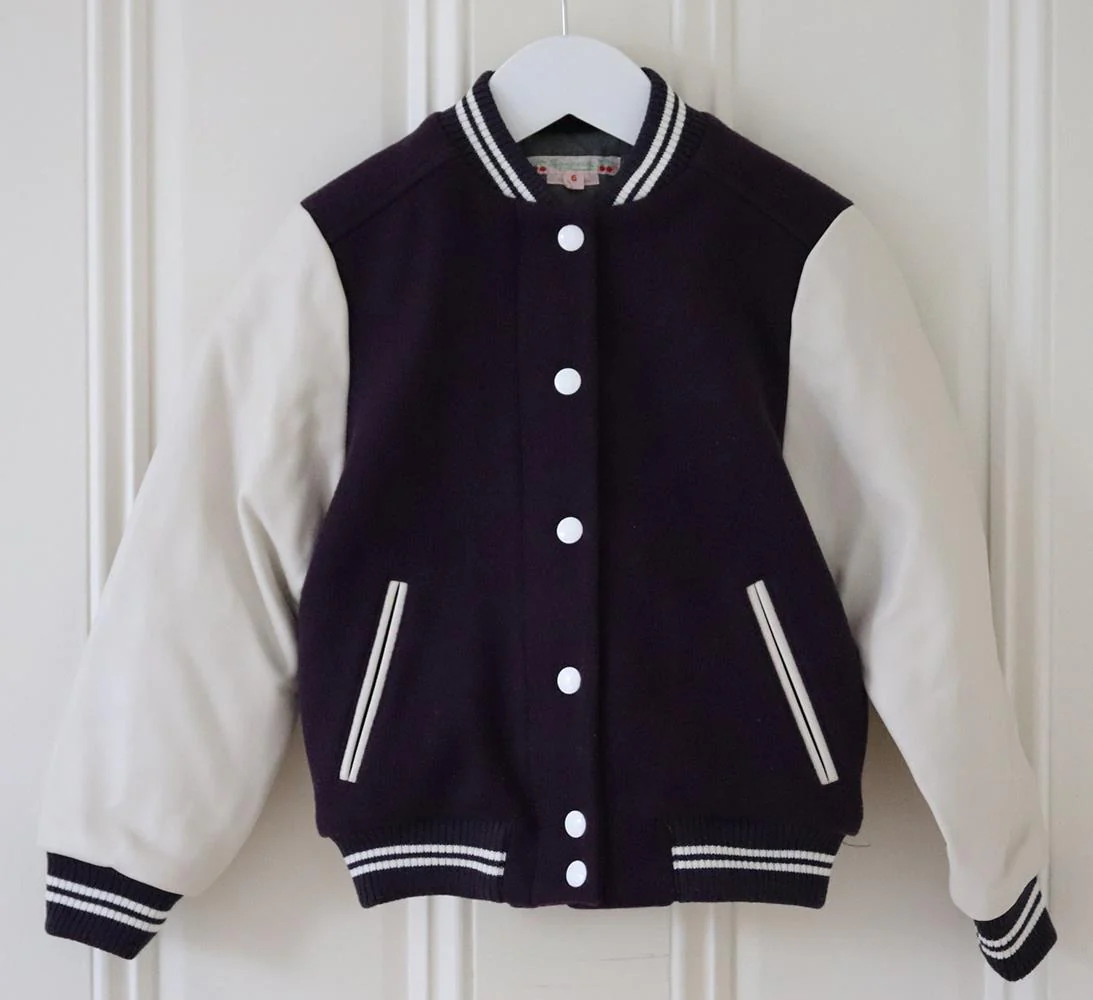 BONPOINT KIDS GIRLS WOOL AND LEATHER BOMBER JACKET 6 YEARS - Image 2