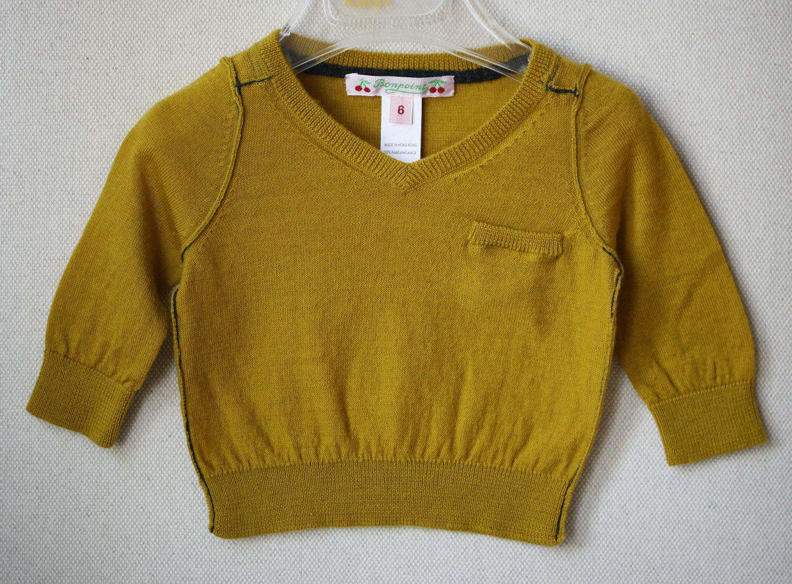 BONPOINT MUSTARD YELLOW BABY SWEATER 6 MONTHS