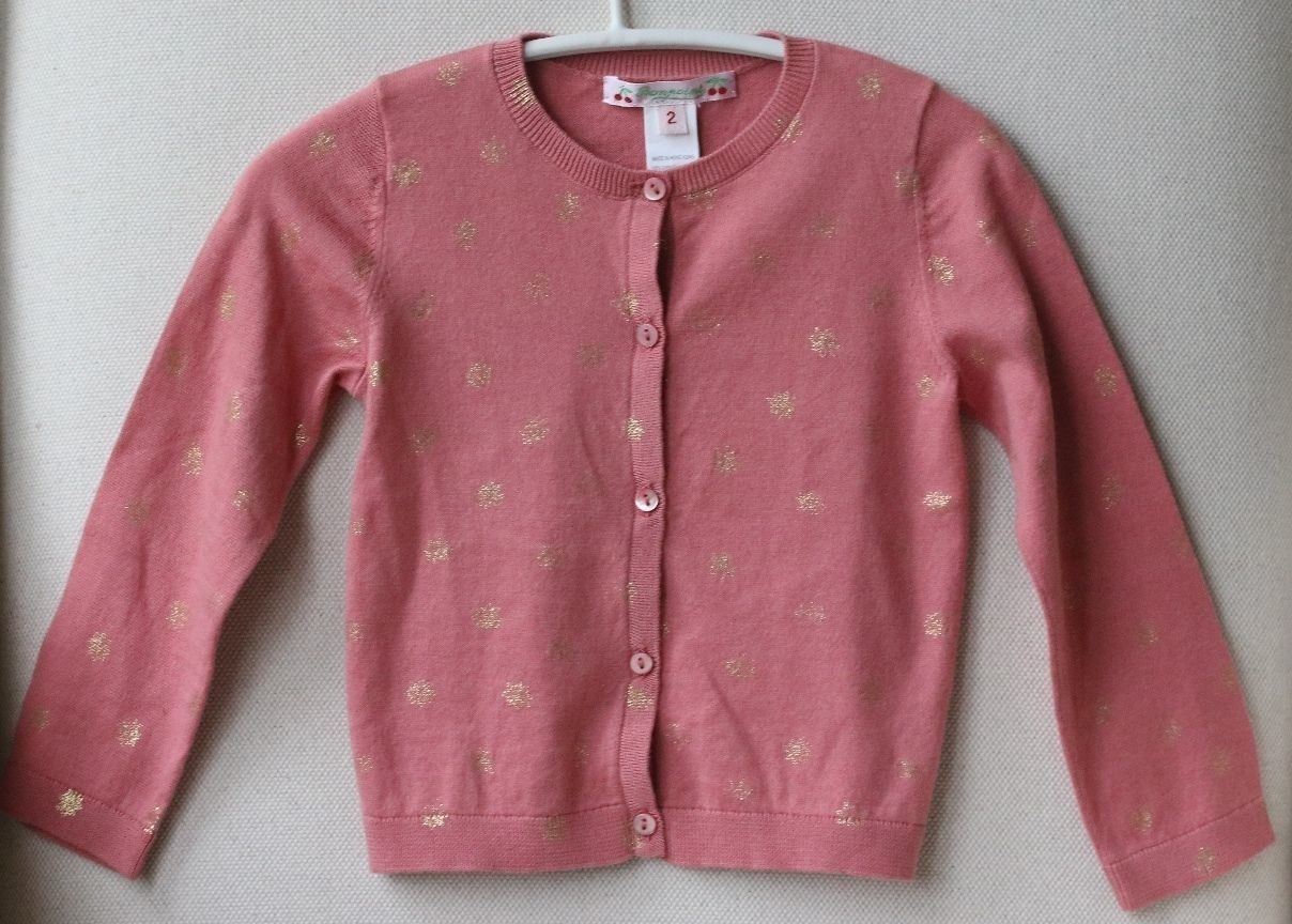 BONPOINT PINK AND SPARKLY GOLD BABY CARDIGAN 2 YEARS - Image 2