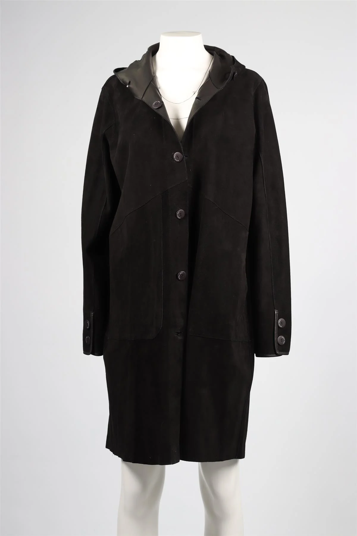 BOTTEGA GIOTTI BLACK LEATHER COAT IT 50 UK 18 - Image 5